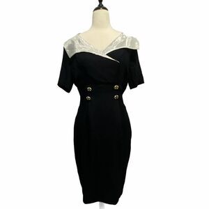 Atina 80s‎ VTG Dress Black White Size 10